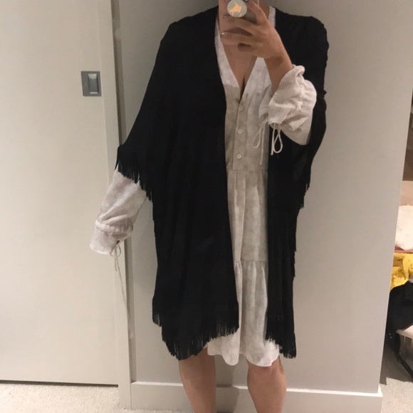 F21 cotton black coverup with fringe detail - Picture 7 of 7